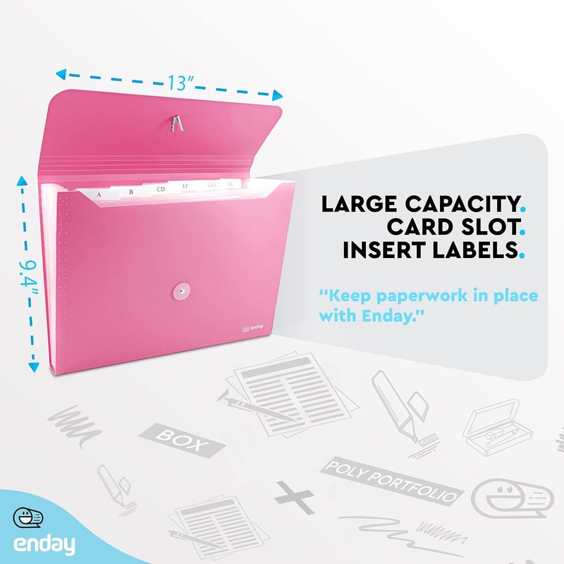 Enday Accordion File Organizer Pink, 7 Pocket Expanding File and Cover Folder with Labels, Plastic Portable Desktop Letter A4 Paper, Also Available in Red, Purple, Green, Blue, Grey, 1 Pc – by - Image 5